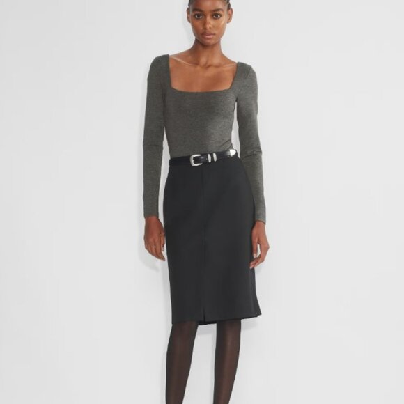 Aritzia Heather Charcoal Contour Squareneck Bodysuit - Picture 5 of 7